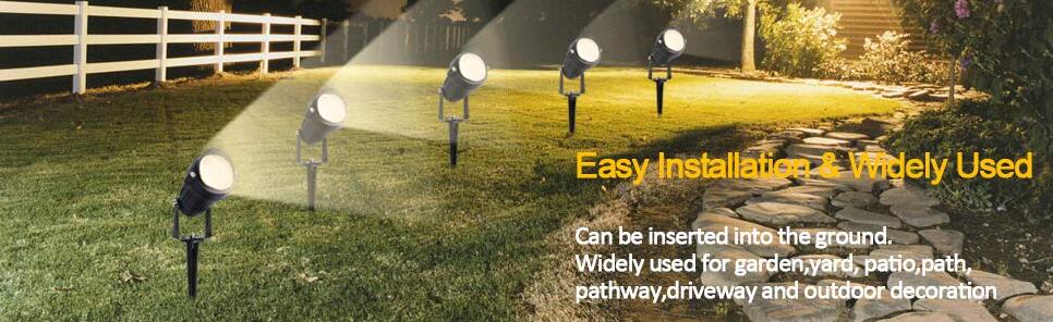 (image for) 8 Pack 3W LED Landscape Lights Warm White 12V Waterproof Garden Pathway Lights Outdoor Spotlights